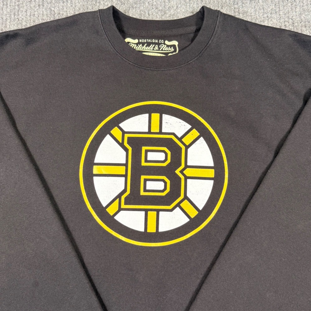 Mitchell & Ness Boston Bruins NHL Crewneck Sweatshirt Black Mens Large - Picture 5 of 8